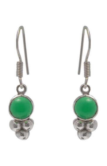 Gehna Jaipur Green Jade Color Stone Earrings In German Silver  For Girls & Women GE01-1513