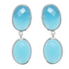 Gehna Jaipur Blue Chalcedony Stone Stud Earrings In German Silver  For Girls & Women GE01-1525