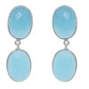 Gehna Jaipur Blue Chalcedony Stone Stud Earrings In German Silver  For Girls & Women GE01-1525 - Image 5