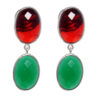 Gehna Jaipur Red Garnet And Green Onyx Stone Stud Earrings In German Silver  For Girls & Women GE01-1532