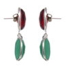 Gehna Jaipur Red Garnet And Green Onyx Stone Stud Earrings In German Silver  For Girls & Women GE01-1532 - Image 4