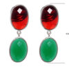 Gehna Jaipur Red Garnet And Green Onyx Stone Stud Earrings In German Silver  For Girls & Women GE01-1532 - Image 3