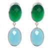 Gehna Jaipur Blue Chalcedony & Green Onyx Stone Stud Earrings In German Silver  For Girls & Women GE01-1534