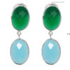 Gehna Jaipur Blue Chalcedony & Green Onyx Stone Stud Earrings In German Silver  For Girls & Women GE01-1534 - Image 3