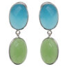Gehna Jaipur Blue Chalcedony & Prehnite Studded Earrings In German Silver  For Girls & Women GE01-1537