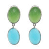 Gehna Jaipur Blue Chalcedony & Prehnite Studded Earrings In German Silver  For Girls & Women GE01-1539
