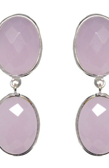 Gehna Jaipur Rose Quartz Stone Stud Earrings In German Silver  For Girls & Women GE01-1540