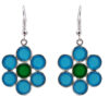 Gehna Jaipur Green Onyx & Blue Chalcedony Color Stone Flower Shaped Danglers For Girls & Women GE01-1543 - Image 4