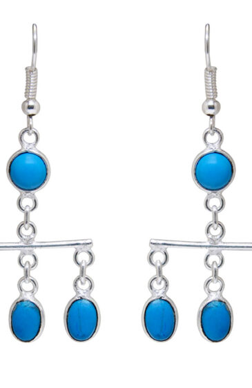 Gehna Jaipur Turquoise Color Stone Studded Dangler Style Earrings For Girls & Women GE01-1547