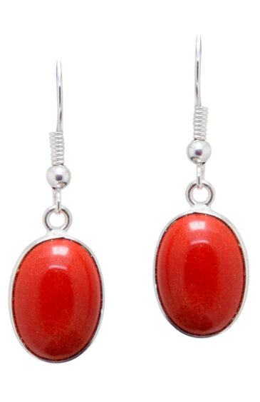 Gehna Jaipur Red Jasper Color Oval Shape Stone Studded Earrings For Girls & Women GE01-1556