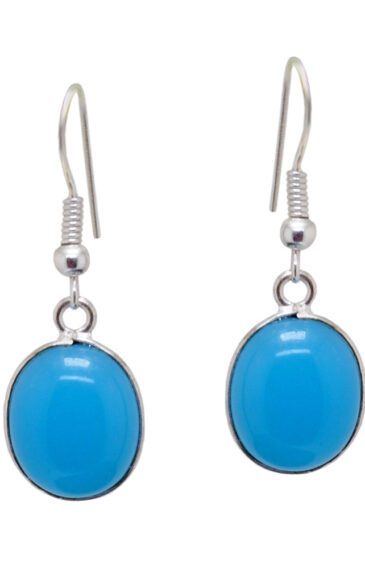 Gehna Jaipur Blue Chalcedony Color Stone Studded Oval Shaped Earrings For Girls & Women GE01-1558