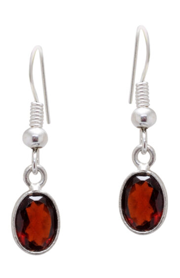 Gehna Jaipur Red Garnet Gemstone Studded Oval Shaped Dangle Earrings For Girls & Women GE01-1577