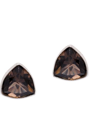 Gehna Jaipur Natural Smokey Quartz Trillion Shaped Gemstone Studded Earrings For Girls & Women GE01-1602