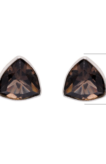 Gehna Jaipur Natural Smokey Quartz Trillion Shaped Gemstone Studded Earrings For Girls & Women GE01-1602