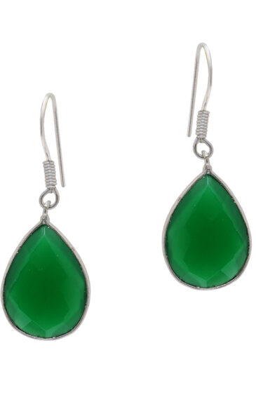 Gehna Jaipur Green Onyx Pear Shape Stone Studded Earrings For Girls & Women GE01-1612