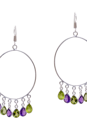 Gehna Jaipur Amethyst, Peridot Natural Gemstone Studded Earrings For Girls & Women GE01-1626