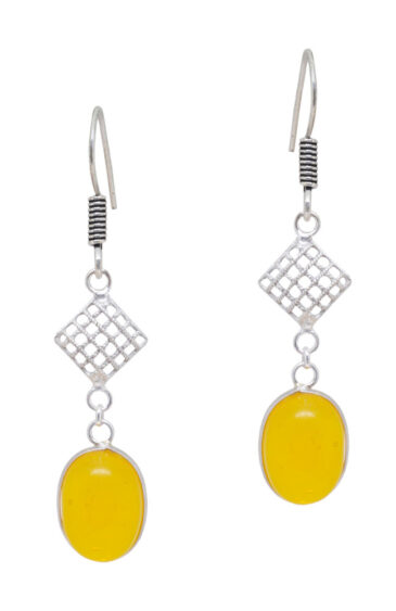 Gehna Jaipur Yellow Chalcedony Color Stone Studded Dangle Earrings  For Girls & Women GE01-1628