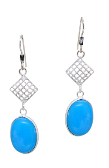 Gehna Jaipur Blue Chalcedony Color Stone Studded Round Shaped Earrings For Girls & Women GE01-1631