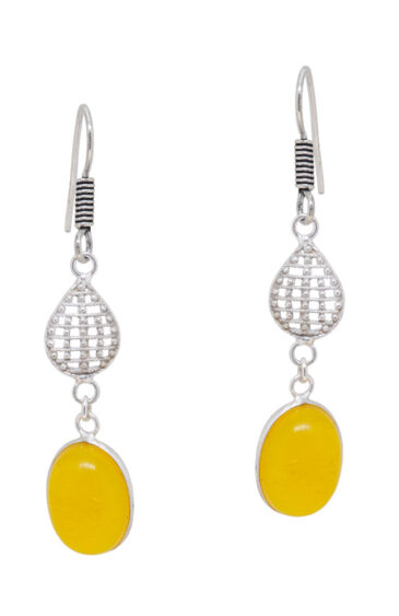 Gehna Jaipur Yellow Chalcedony Stone Studded Oval Shaped Earrings  For Girls & Women GE01-1633