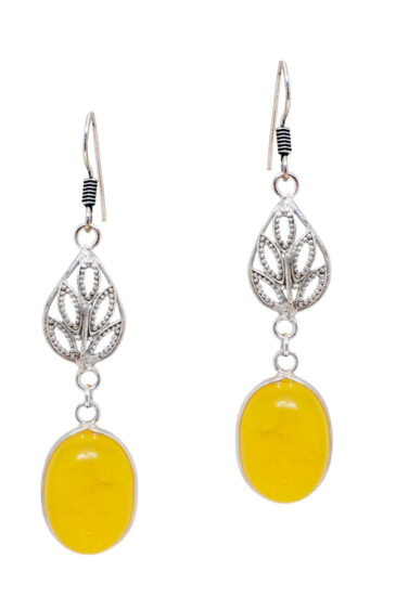 Gehna Jaipur Yellow Chalcedony Color Stone Studded Round Shaped Earrings For Girls & Women GE01-1638