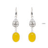 Gehna Jaipur Yellow Chalcedony Color Stone Studded Round Shaped Earrings For Girls & Women GE01-1638 - Image 3