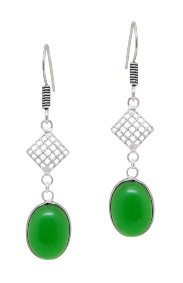 Gehna Jaipur Green Onyx Color Stone Studded Round Shaped Earrings For Girls & Women GE01-1639