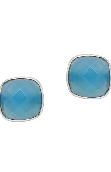 Gehna Jaipur Blue Chalcedony Color Stone Studded Cushion Shaped Earrings  For Girls & Women GE01-1647