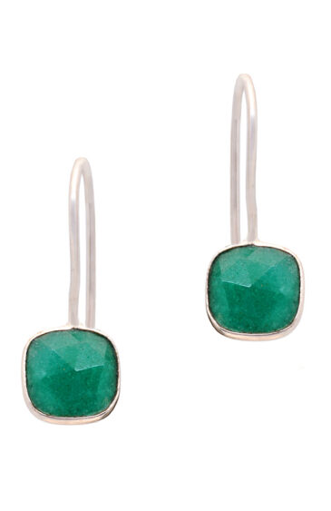 Gehna Jaipur Emerald Color stone Studded Cushion Shaped Earrings For Girls & Women GE01-1653