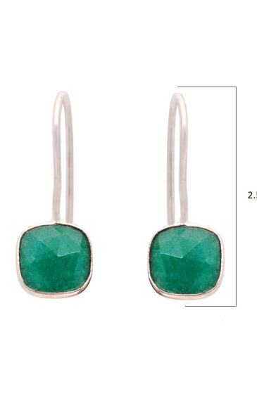 Gehna Jaipur Emerald Color stone Studded Cushion Shaped Earrings For Girls & Women GE01-1653