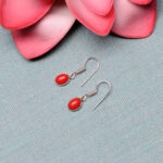 Gehna Jaipur Red Jasper Color stone Studded Oval Shaped Dangle Earrings  For Girls & Women GE01-1659 - Image 4