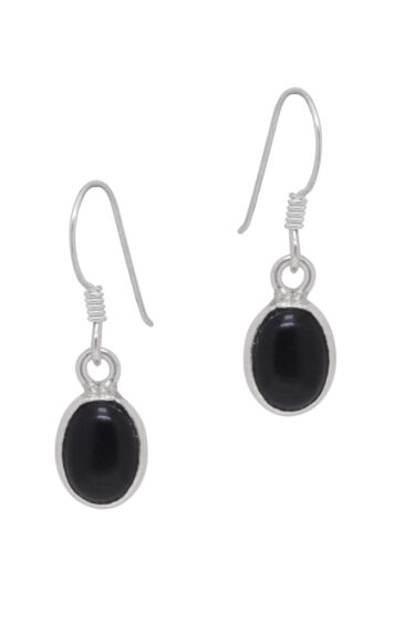 Gehna Jaipur Black Spinel Color stone Studded Oval Shaped Dangle Earrings For Girls & Women GE01-1660