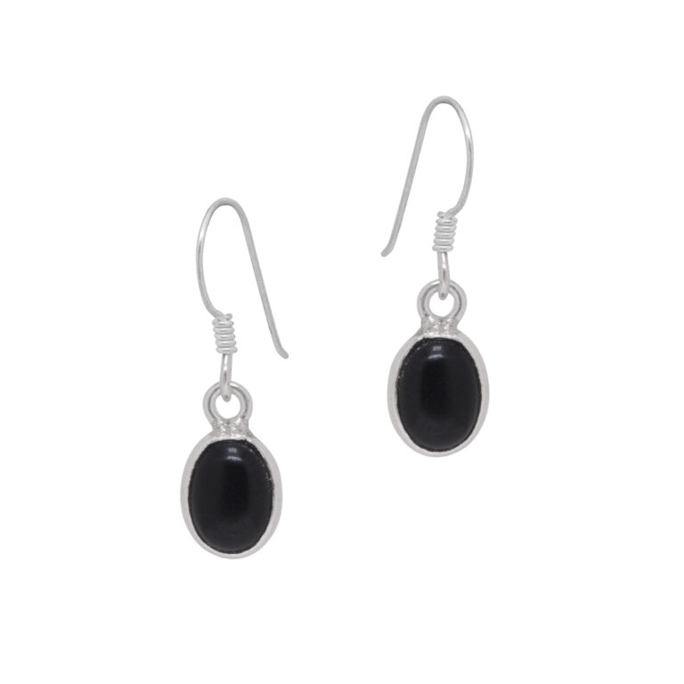 Gehna Jaipur Black Spinel Color stone Studded Oval Shaped Dangle Earrings For Girls & Women GE01-1660