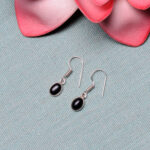 Gehna Jaipur Black Spinel Color stone Studded Oval Shaped Dangle Earrings For Girls & Women GE01-1660 - Image 4