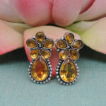 Gehna Jaipur Citrine Color Stone Studded Earrings  For Girls & Women GE01-1664 - Image 4