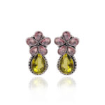 Gehna Jaipur Pink Kunzite & Lemon Topaz Color Stone Studded Earrings  For Girls & Women GE01-1665