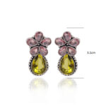 Gehna Jaipur Pink Kunzite & Lemon Topaz Color Stone Studded Earrings  For Girls & Women GE01-1665 - Image 3
