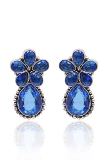 Gehna Jaipur Blue Topaz Color Stone Studded Earrings  For Girls & Women GE01-1666