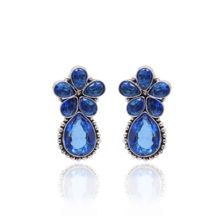 Gehna Jaipur Blue Topaz Color Stone Studded Earrings  For Girls & Women GE01-1666