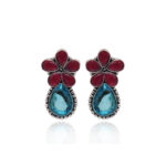 Gehna Jaipur Ruby & Blue Topaz Color Stone Studded Earrings  For Girls & Women GE01-1667