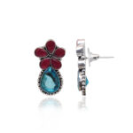 Gehna Jaipur Ruby & Blue Topaz Color Stone Studded Earrings  For Girls & Women GE01-1667 - Image 6