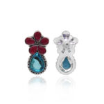 Gehna Jaipur Ruby & Blue Topaz Color Stone Studded Earrings  For Girls & Women GE01-1667 - Image 5