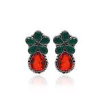 Gehna Jaipur Emerald & Red Quartz Color Stone Studded Earrings  For Girls & Women GE01-1668
