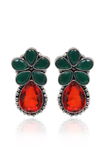 Gehna Jaipur Emerald & Red Quartz Color Stone Studded Earrings  For Girls & Women GE01-1668