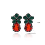 Gehna Jaipur Emerald & Red Quartz Color Stone Studded Earrings  For Girls & Women GE01-1668 - Image 2
