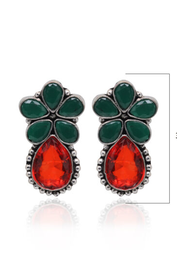 Gehna Jaipur Emerald & Red Quartz Color Stone Studded Earrings  For Girls & Women GE01-1668