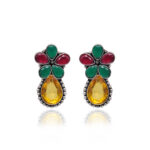 Gehna Jaipur Citrine Emerald & Ruby Color Stone Studded Earrings  For Girls & Women GE01-1669