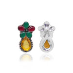 Gehna Jaipur Citrine Emerald & Ruby Color Stone Studded Earrings  For Girls & Women GE01-1669 - Image 5