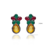 Gehna Jaipur Citrine Emerald & Ruby Color Stone Studded Earrings  For Girls & Women GE01-1669 - Image 3