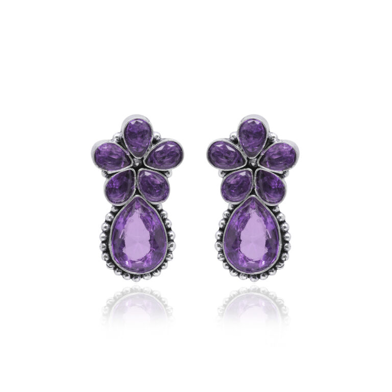Gehna Jaipur Amethyst Color Stone Studded Earrings  For Girls & Women GE01-1670