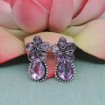 Gehna Jaipur Amethyst Color Stone Studded Earrings  For Girls & Women GE01-1670 - Image 4